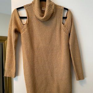 Twig Cold Shoulder Tan Sweater